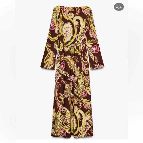 Zara NWT printed midi dress long sleeve 2459/127 - Picture 3 of 6